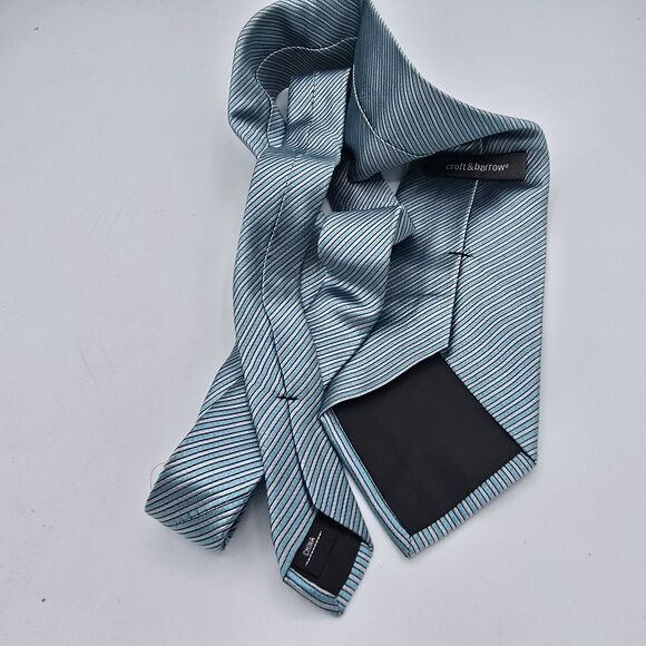 Mens Necktie Croft & Barrow NeckTie Blue White Geometric 58" x 4" Vintage - Picture 3 of 6